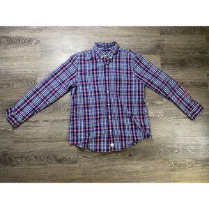 Vineyard Vines Plaid Slim Fit Murray Button Plaid RED WHITE BLUE Long Sleeve L